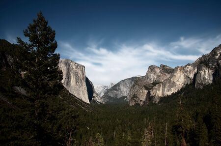 Tunnel View landscape, Yosemite National Park, California, USAの写真素材