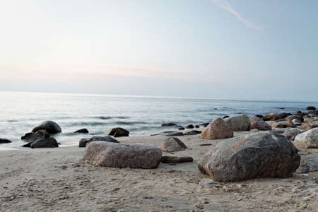 Baltic sea seascape. Wolinski National Park. Rocky beach background.の写真素材