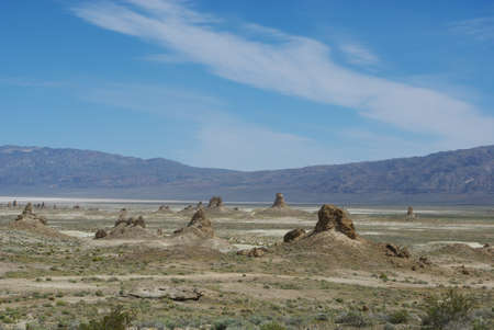 Trona Pinnacles and mountains, Californiaの写真素材