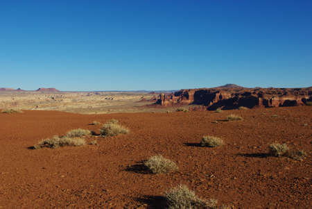 Wide view of red rocks and high desert from Hite overlook, Utahの写真素材