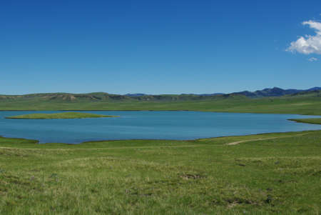 Secluded lake in Wyomingの写真素材