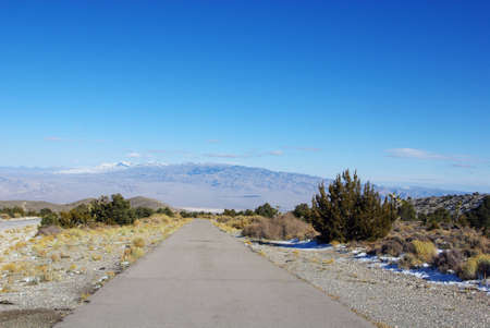 Vast desert and mountain view coming down from Mount Charleston, Nevada