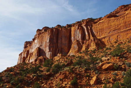 Red rock wall and formations on Burr Trail Road, Utah 