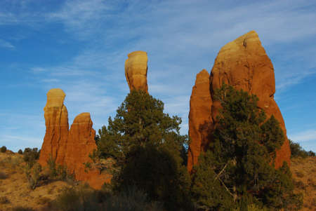 Curious rocks in the morning, Devils Garden, Utah