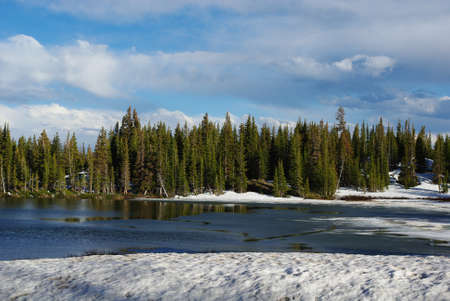 Secluded high mountain lake, Medicine Bow Mountains, Wyomingの写真素材