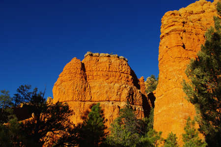Orange rocks under blue, sky, Utahの写真素材