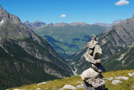 High mountain scenery high above Scuol, Switzerlandの写真素材
