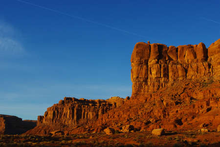 Last sunlight, Valley of the Gods, Utahの写真素材