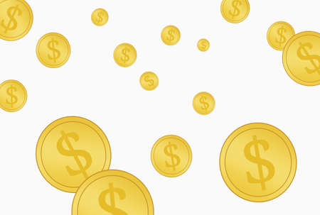 Gold coin money isolated on white backgroundの写真素材