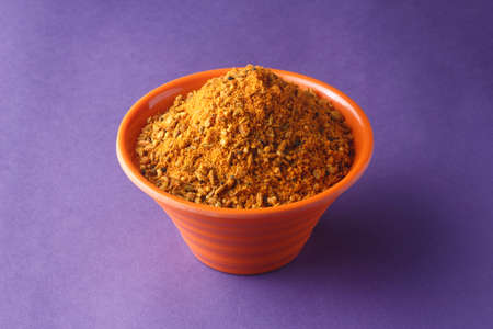 close up of indian achar masala (Powder) in a bowlの写真素材