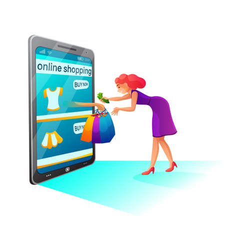 Online shopping flat illustrationのイラスト素材
