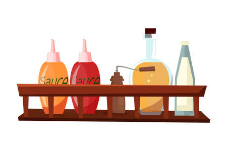 Sauces and spices flat vector illustrationのイラスト素材