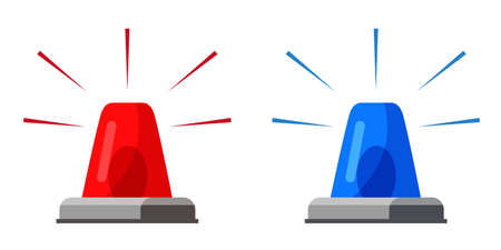 Red and blue flashers flat vector illustrationのイラスト素材