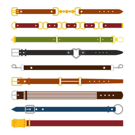 Male and female belts flat illustrations setのイラスト素材