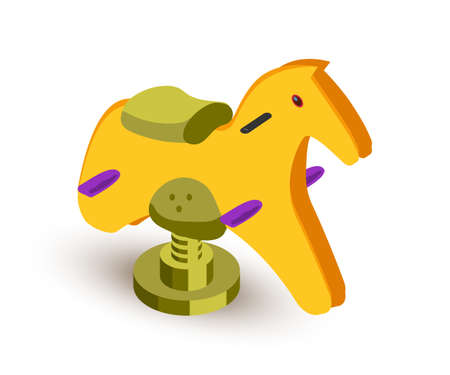 Rocking horse isometric vector illustrationのイラスト素材