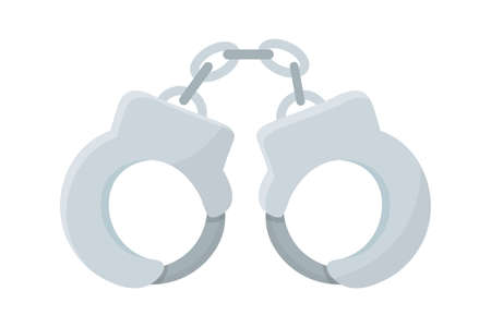 Metal handcuffs flat vector illustrationのイラスト素材