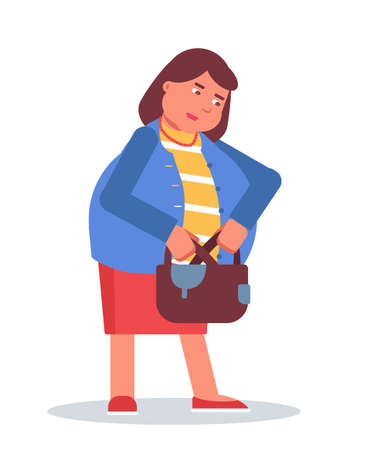 Woman with purse flat vector illustrationのイラスト素材