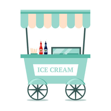 Ice cream sale stand flat vector illustrationのイラスト素材