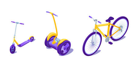 Urban eco transport vector illustrations set.のイラスト素材