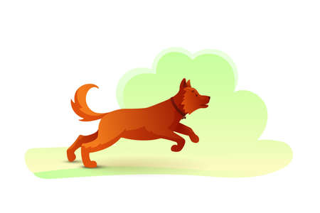 Running dog flat vector illustration isolated on white backgroundのイラスト素材