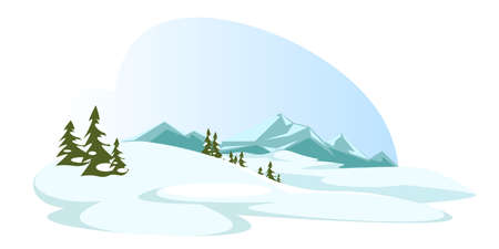Cartoon highlands and forest in winter natureのイラスト素材