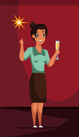 Woman with festive sparkle flat illustrationのイラスト素材