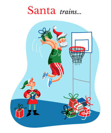 Santa training comic banner templateのイラスト素材