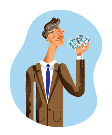 Wealthy businessman flat vector illustrationのイラスト素材