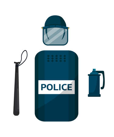 Police riot gear flat vector illustrationのイラスト素材
