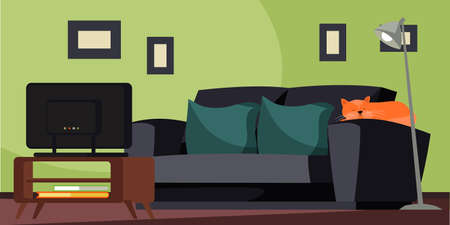 Comfortable living room flat vector illustrationのイラスト素材
