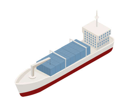 Cargo ship isometric vector illustrationのイラスト素材