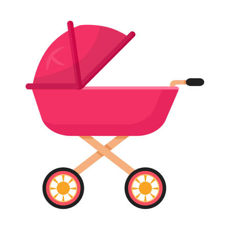 Baby carriage, pram flat vector illustrationのイラスト素材