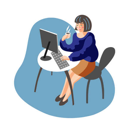 Office worker drinking tea vector illustrationのイラスト素材