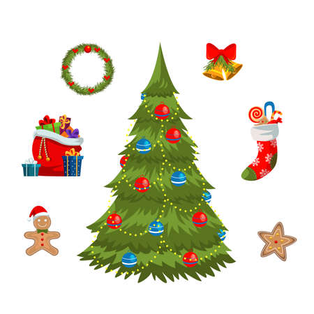 Xmas symbols vector illustrations setのイラスト素材
