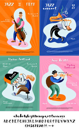 Jazz festival retro vector posters setのイラスト素材