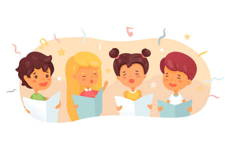 Children choir flat vector illustrationのイラスト素材