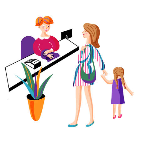 Mom shopping with daughter vector illustrationのイラスト素材