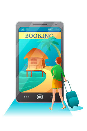 Resort booking online flat vector illustrationのイラスト素材