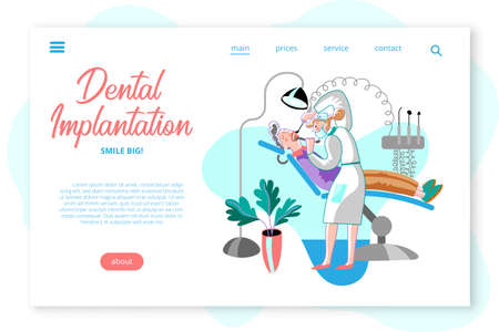 Dental implantation webpage templateのイラスト素材