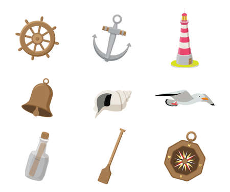 Ship equipment vector illustrations setのイラスト素材
