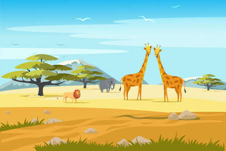 African safari flat vector banner conceptのイラスト素材