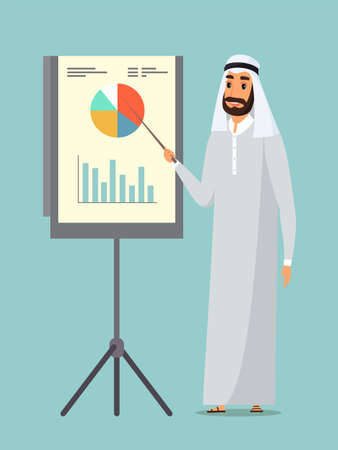 Arab businessman presentation flat illustrationのイラスト素材