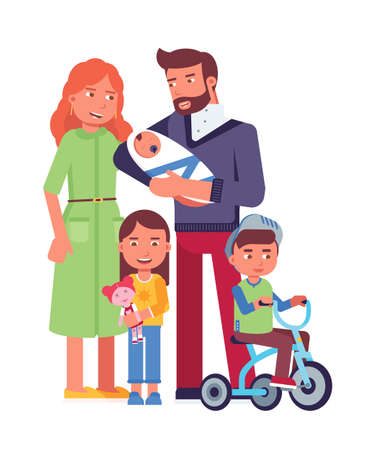 Happy family flat vector illustrationのイラスト素材
