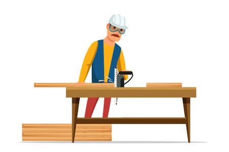 Carpenter flat vector illustrationのイラスト素材