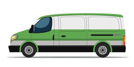 Cash collection bank car van isolated on white. Banking, currency transportation. Money payment and valuables delivery vehicle. Defensive and private organization. Vector cartoon flat illustrationのイラスト素材