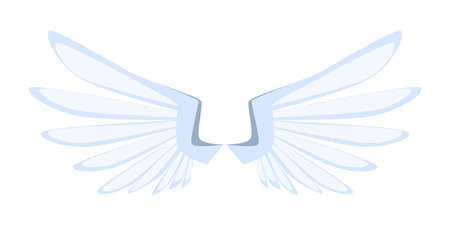 Cartoon white eagle wings knight item isolated on blank copy space. World symbol, freedom emblem, power . Medieval retro mascot flat design. Chivalry and independence. Vector illustrationのイラスト素材