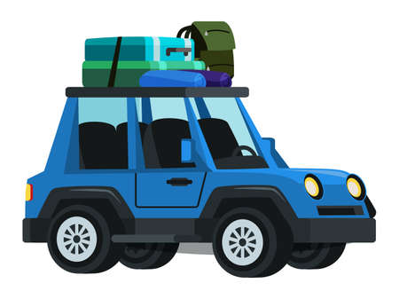 Sport utility vehicle flat vector illustrationのイラスト素材