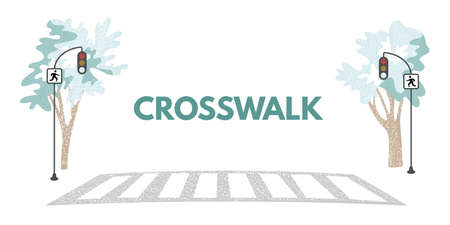 Empty crosswalk flat vector illustrationのイラスト素材