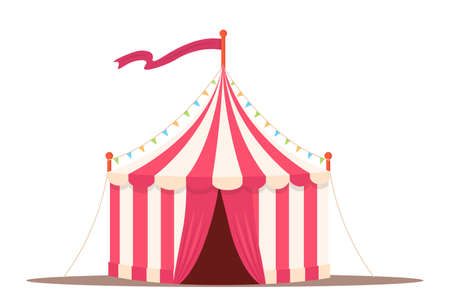 Circus vintage tent flat vector illustration isolated on white backgroundのイラスト素材