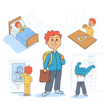 Vector of Cute boys daily morning - ID:1-150121200 - Royalty Free Image ...